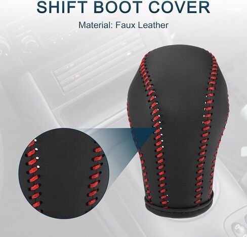 Gear Shift Knob Cover for Buick Lacrosse 09-12 with Black Stitches Durable | Interior Transmission Shifter Boot Lever Cover Black Faux Leather 1 Pcs in Kuwait