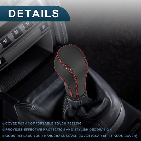 Gear Shift Knob Cover for Buick Lacrosse 09-12 with Black Stitches Durable | Interior Transmission Shifter Boot Lever Cover Black Faux Leather 1 Pcs in Kuwait