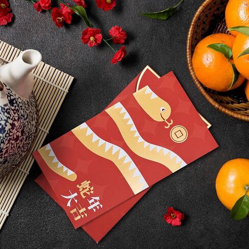 Chinese New Year Red Envelopes, 36-Count Chinese Red Packets, Hong Bao with 2 Gold Foil Designs, Gift Money Envelopes, Year of the Dragon 2024 in Saudi Arabia