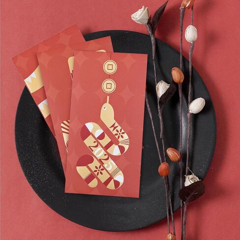 Chinese New Year Red Envelopes, 36-Count Chinese Red Packets, Hong Bao with 2 Gold Foil Designs, Gift Money Envelopes, Year of the Dragon 2024 in Saudi Arabia