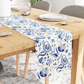 Encasa Dining Table Runner for 6 Seater - Water Repellent - Polyester Printed Twill Fabric - Size 13 x 72 inch - Decorative Cloth for Center and Coffee Table - Washable - Durable - Apple