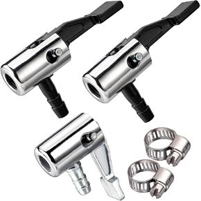 1/4"lock on air chuck,mini air compressor portable tire inflator tire chuck hose end with barb connector for hose repair-3Pack