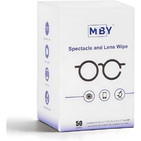 Pack of 50, 5" x 7" Pre-Moistened Lens Cleaning Wipes - Eyeglass Wipes Individually Wrapped, Eye Glass Cleaning, Lens Wipes for Glasses/Sunglasses