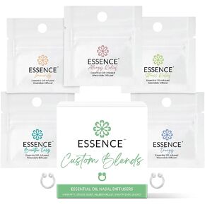 Essence Nasal Diffuser | Essential Oil Ring | Silicone Nose Inhaler Bundle Pack (Custom Blends)