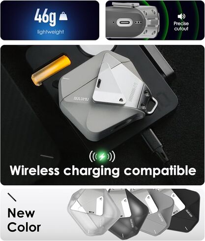 Aulumu A39 Geometric AirPods Pro 3 Case with Lock | Protective Cover with Nylon Buckle | Alloy Armour | Compatible with Apple AirPods Pro 3rd Generation Case (2025) - Black in Kuwait