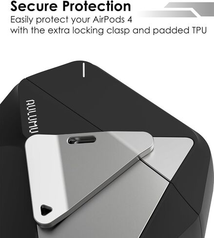 Aulumu A39 Geometric AirPods Pro 3 Case with Lock | Protective Cover with Nylon Buckle | Alloy Armour | Compatible with Apple AirPods Pro 3rd Generation Case (2025) - Black in Kuwait