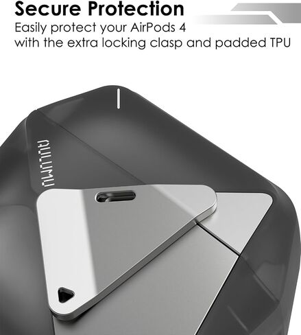 Aulumu A39 Geometric AirPods Pro 3 Case with Lock | Protective Cover with Nylon Buckle | Alloy Armour | Compatible with Apple AirPods Pro 3rd Generation Case (2025) - Black in Kuwait