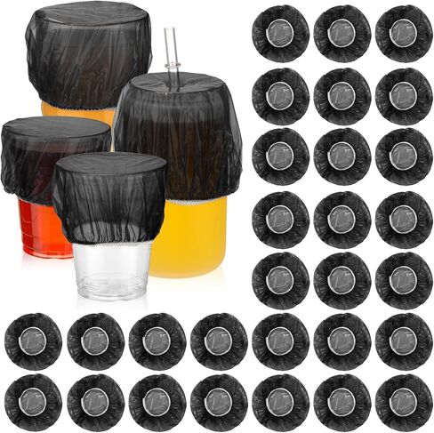 Baderke 50 Pcs Disposable Drink Covers for Alcohol Protection Bulk Party Plastic Covers for Drink Wine Glass Cover for Women Adult Bar Club Banquet Beverage Party (Black) in Saudi Arabia