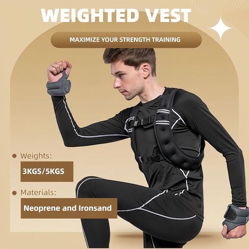 سترة مرجحة، سترة وزن 3 كجم/5 كجم مع شريط عاكس للتدريب والجري واللياقة البدنية والركض وتمارين القلب والمشي in Kuwait