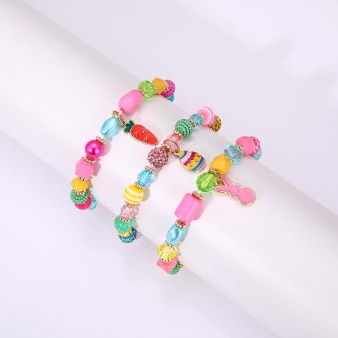 NLCAC Mardi Gras Bracelets for Women Glitter Mask Crown Fleur De Lis Charm Bracelets Purple Green Gold Beaded Stretch Bracelets Carnival Holiday Accessory Party Gifts in Saudi Arabia