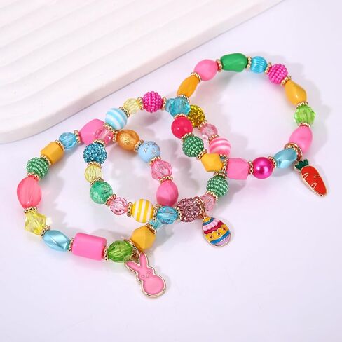 NLCAC Mardi Gras Bracelets for Women Glitter Mask Crown Fleur De Lis Charm Bracelets Purple Green Gold Beaded Stretch Bracelets Carnival Holiday Accessory Party Gifts in Saudi Arabia