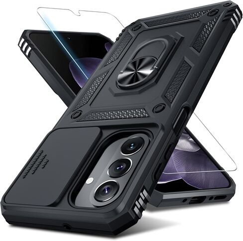 حافظة Janmitta متوافقة مع هاتف Samsung Galaxy A25 5G، غطاء عدسة كاميرا منزلق مدمج + واقي شاشة + حامل حلقة الإصبع، غطاء هاتف كامل الجسم مقاوم للصدمات عالي التحمل، 2024 أزرق in Kuwait
