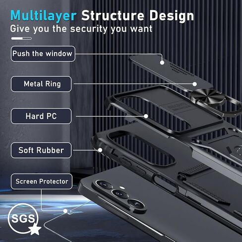 حافظة Janmitta متوافقة مع هاتف Samsung Galaxy A25 5G، غطاء عدسة كاميرا منزلق مدمج + واقي شاشة + حامل حلقة الإصبع، غطاء هاتف كامل الجسم مقاوم للصدمات عالي التحمل، 2024 أزرق in Kuwait