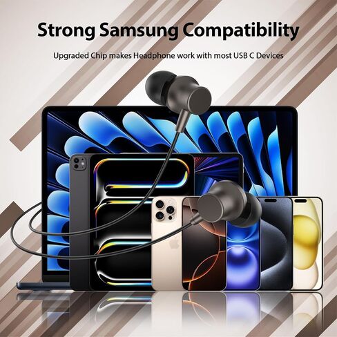 سماعات أذن Jiunai USB C لهاتف iPhone 15، سماعة أذن سلكية من النوع C مع ميكروفون للتحكم في مستوى الصوت داخل الأذن وعزل الضوضاء المغناطيسية وسماعة رأس USB-C سلكية لهاتف iPhone 15 Pro Max Plus iPad Pro M4 Air M2 MacBook أرجواني in Kuwait