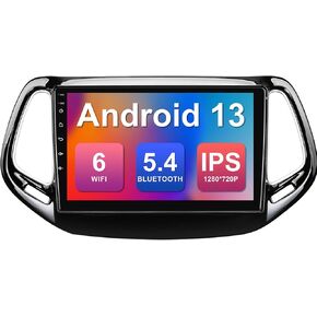 10.1-inch Android 12 Double Din Car Stereo for Jeep Compass 2 MP 2017-2019 IPS Touchscreen Screen Car Radio with Carplay & Android Auto Support Backup Camera GPS FM Navi BT SWC