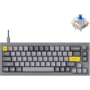 Keychron Q2 Wired Custom Mechanical Keyboard Knob Version, 65% Layout QMK/VIA Programmable Macro with Hot-swappable Gateron G Pro Brown Switch Double Gasket Compatible with Mac Windows Linux (Grey)