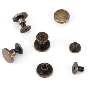 20pcs Leather Cap Rivet, Flat Head Copper Brass Screws Nuts Nails Rivets Leather Cap Accessory (5mm)(8mm/0.31in)