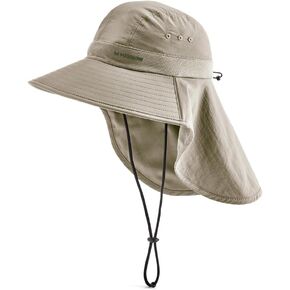 قبعة MISSION Cooling Sun Defender باللون الأبيض - قبعة واسعة الحواف للجنسين مع مؤخرة للرجال والنساء - خفيفة الوزن ومتينة - تبرد حتى ساعتين - حماية من أشعة الشمس بعامل حماية من أشعة الشمس 50 - يمكن غسلها في الغسالة