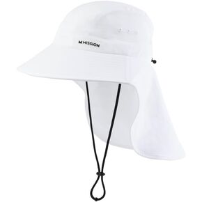 MISSION Cooling Sun Defender Hat, White - Unisex Wide-Brim Hat with Nape for Men & Women - Lightweight & Durable - Cools Up to 2 Hours - UPF 50 Sun Protection - Machine Washable