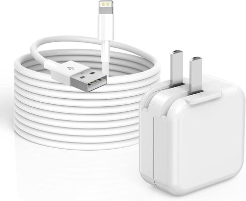 10FT Charger for iPad iPhone,2Pack USB Wall Charger,iPad iPhone Charger Fast Charging 12W Foldable Block with 10FT Long USB to Lightning Cable,Fast iPad Charger for iPhone, iPad, iPad Mini/Air,AirPods in Kuwait