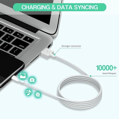 10FT Charger for iPad iPhone,2Pack USB Wall Charger,iPad iPhone Charger Fast Charging 12W Foldable Block with 10FT Long USB to Lightning Cable,Fast iPad Charger for iPhone, iPad, iPad Mini/Air,AirPods in Kuwait