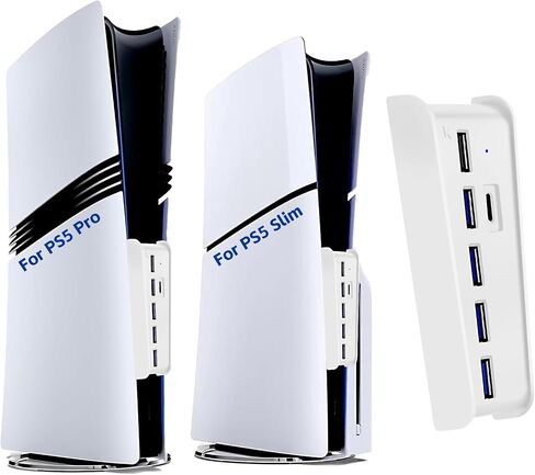 موزع USB بـ 5 منافذ لجهاز PS5، محول مقسم شاحن Megadream عالي السرعة مع 4 USB + 1 منفذ شحن USB + 1 منفذ من النوع C، متوافق مع وحدة تحكم ألعاب Playstation 5 Dualsence in Kuwait