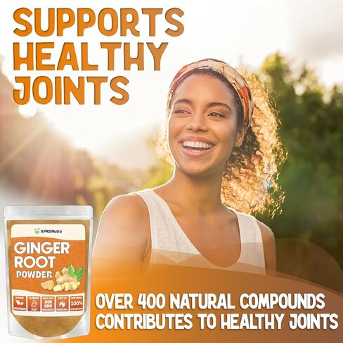 مسحوق الزنجبيل نوترا من XPRS - مسحوق جذر الزنجبيل المطحون الفاخر مع نكهة حارة قوية - مسحوق الزنجبيل المطحون - زنجبيل مسحوق صديق للنباتيين ومزروع بشكل مستدام (8 أونصة) in Kuwait