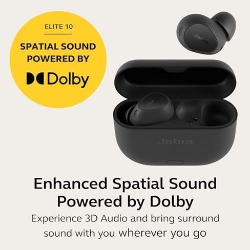 سماعات أذن Jabra Elite 10 Gen 2 اللاسلكية مع صوت دولبي أتموس المكاني - إلغاء الضوضاء المتقدم، راحة طوال اليوم للعمل واللياقة البدنية، سماعات رأس بلوتوث داخل الأذن مع حافظة ذكية - أسود لامع in Saudi Arabia