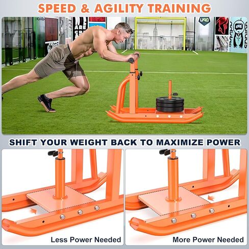 Weight Sled for Training, Adjustable Sled Push Gym Equipment, Workout Sled Pull Speed Sled Fitness Sled for Enhance Muscle Strength Improve Speed Suitable for 1" & 2" Weight Plate in Saudi Arabia