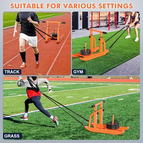 Weight Sled for Training, Adjustable Sled Push Gym Equipment, Workout Sled Pull Speed Sled Fitness Sled for Enhance Muscle Strength Improve Speed Suitable for 1" & 2" Weight Plate in Saudi Arabia