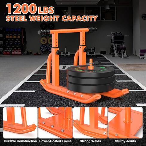 Weight Sled for Training, Adjustable Sled Push Gym Equipment, Workout Sled Pull Speed Sled Fitness Sled for Enhance Muscle Strength Improve Speed Suitable for 1" & 2" Weight Plate in Saudi Arabia