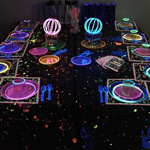 100Pcs Let’s Glow Party Napkins, 13 x 13 Inches Glow in The Dark Paper Napkins, Black Light Neon Paint Party Napkins for Lets Glow Crazy Party Neon Fluorescent Birthday Party Decorations in Kuwait