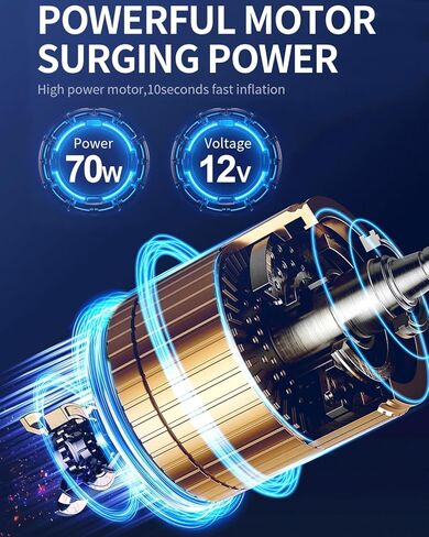 منفاخ الإطارات، مضخة ضاغط هواء محمولة لإطارات السيارات، مضخة إطارات أوتوماتيكية 12 فولت تيار مستمر مع مقياس ضغط رقمي، يصل إلى 150 رطل لكل بوصة مربعة مع ضوء LED للطوارئ للدراجات والبالونات in Kuwait