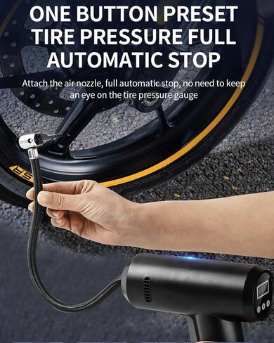منفاخ الإطارات، مضخة ضاغط هواء محمولة لإطارات السيارات، مضخة إطارات أوتوماتيكية 12 فولت تيار مستمر مع مقياس ضغط رقمي، يصل إلى 150 رطل لكل بوصة مربعة مع ضوء LED للطوارئ للدراجات والبالونات in Kuwait