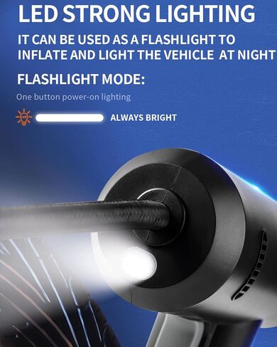 منفاخ الإطارات، مضخة ضاغط هواء محمولة لإطارات السيارات، مضخة إطارات أوتوماتيكية 12 فولت تيار مستمر مع مقياس ضغط رقمي، يصل إلى 150 رطل لكل بوصة مربعة مع ضوء LED للطوارئ للدراجات والبالونات in Kuwait