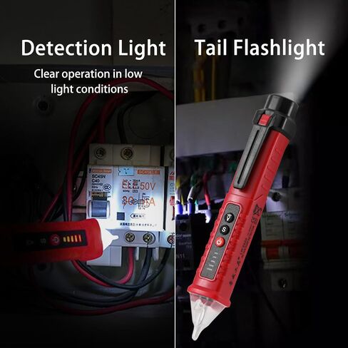 Voltage Tester, Non-Contact Voltage Detector, Electrical Tester, 3 Ranges AC 12V/48V/70V-1000V, Live/Null Wire Tester with Buzzer Alarm and Flashlight, Wire Breakpoint Finder - Orange in Saudi Arabia