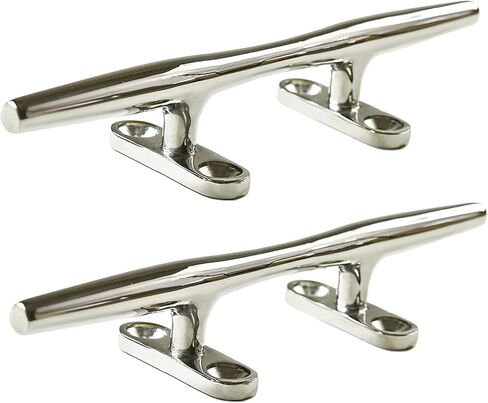 MARINE CITY 316 Stainless Steel Open Base Cleat - Hollow Base Deck Mooring Rope Tie Cleat, 8 Inches - Ideal for Marines, Boats, Yachts - 1 Pcs in Saudi Arabia