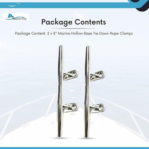 MARINE CITY 316 Stainless Steel Open Base Cleat - Hollow Base Deck Mooring Rope Tie Cleat, 8 Inches - Ideal for Marines, Boats, Yachts - 1 Pcs in Saudi Arabia