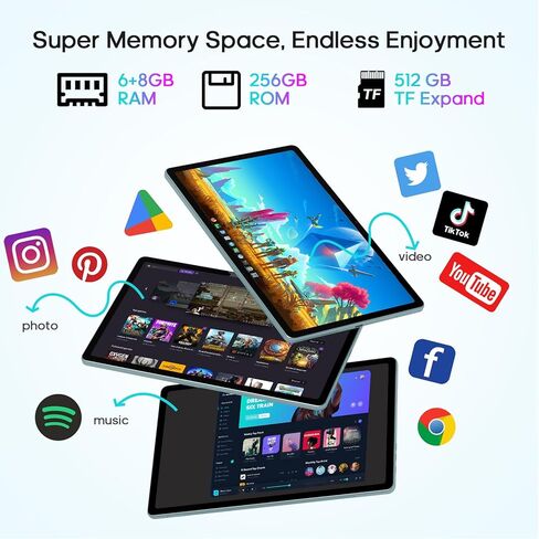 10.1 inch Tablet, Android 13 Tablet with 1280x800 IPS HD Touch Screen, 8(4+4) GB&128GB Storage(Expand to 512GB), Dual 13MP+5MP Camera, Dual Stereo Speakers, 6800mAh, WiFi, Bluetooth5.0, GPS in Saudi Arabia