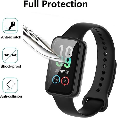 E ECSEM Case Compatible for Amazfit Band 7 Frame PC Protective Cover with Tempered Glass Film for Amazfit Band 7 Smartwatch Screen Protectors Accessories (Black&Clear) in Kuwait