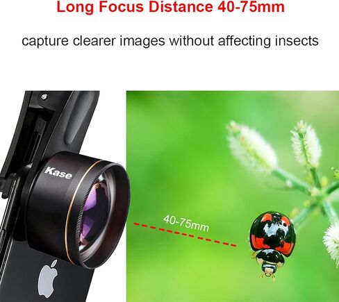 Kase Master Macro Phone Camera Lens Pro with 52mm Filter Adapter Ring for iPhone 15 14 13 12 11 8 Samsung Android,Shoot Distance 40-85mm,Metal Body in Saudi Arabia