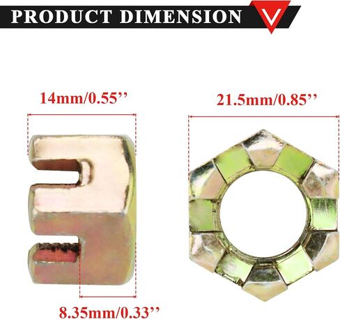 PRO BAT M10 Hexagon Slotted Nuts Moto Car Connecting Rod Wheel Alxe Hub Castle Nut for 150cc 250cc Quad Dirt Bike ATV Buggy, 2pcs in Saudi Arabia