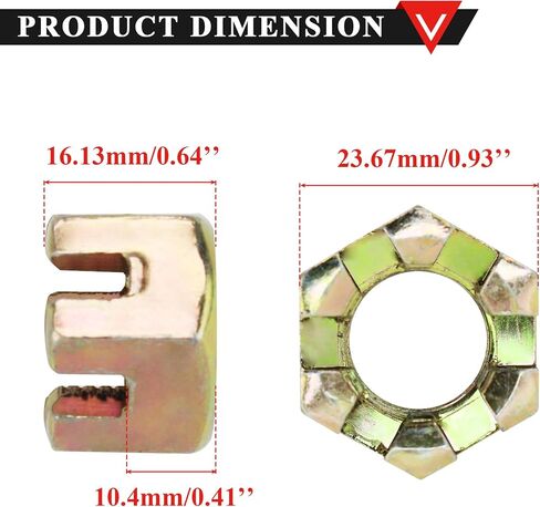 PRO BAT M10 Hexagon Slotted Nuts Moto Car Connecting Rod Wheel Alxe Hub Castle Nut for 150cc 250cc Quad Dirt Bike ATV Buggy, 2pcs in Saudi Arabia
