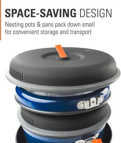 GSI Outdoors Bugaboo Base Camper Small, High-Efficiency Cookset – Ceramic Non-Stick Coated, Includes 2L & 1.5L Pots, 8" Fry Pan, Accessories in Saudi Arabia