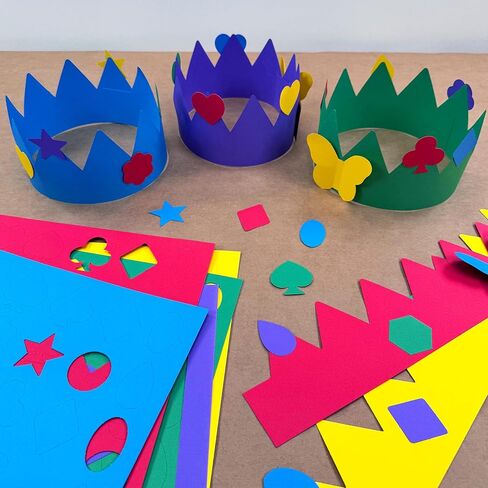 264pcs DIY Party Crown Kit – Makes 12 Princess King Children's Party Crowns, US Made HAPPY Colored Card Stock Easy Punch Out Craft for Royal Themed Birthday Party, Play Dates, Children's Theater Plays in Kuwait
