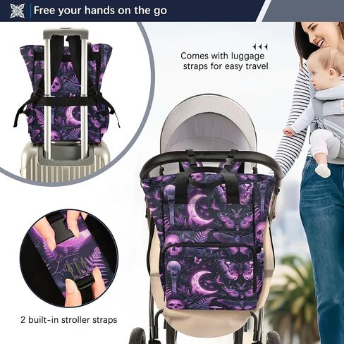 senya Diaper Bag Backpack, Golden Deer Skull Multifunction Travel Bag for Moms Dads in Saudi Arabia