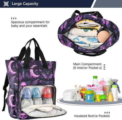 senya Diaper Bag Backpack, Golden Deer Skull Multifunction Travel Bag for Moms Dads in Saudi Arabia