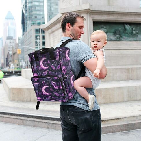 senya Diaper Bag Backpack, Golden Deer Skull Multifunction Travel Bag for Moms Dads in Saudi Arabia