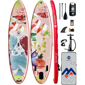 MW&QIYZN Inflatable Stand Up Paddle Boards,10.6 ft Inflatable Paddle Board for Adults, with Premium SUP Board Accessories Non-Slip Comfort Deck for Youth & Adults