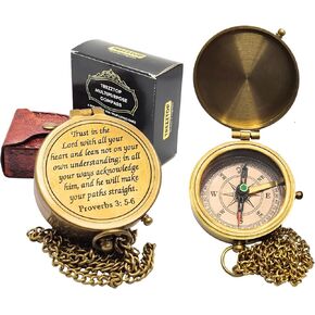 Trust in The Lord Brass Compass, Birthday Christmas Graduation Day Gift, Easter Christian Catholic Religious Baptism First Communion Confirmation Gifts for Teenage Boys Girls Men Women